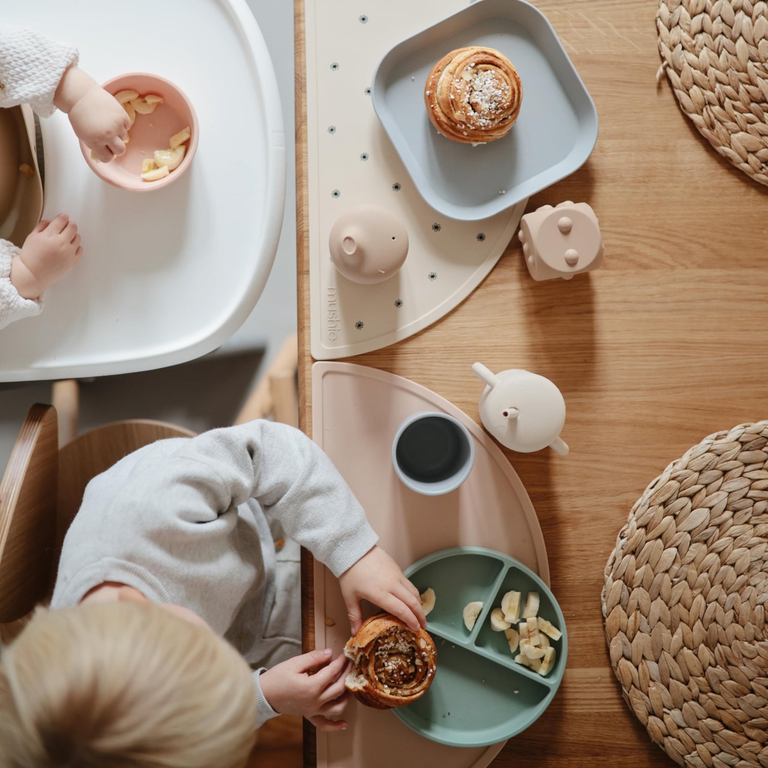 mushie Flatware Fork and Spoon Set for Kids | Made in Denmark (Sage)