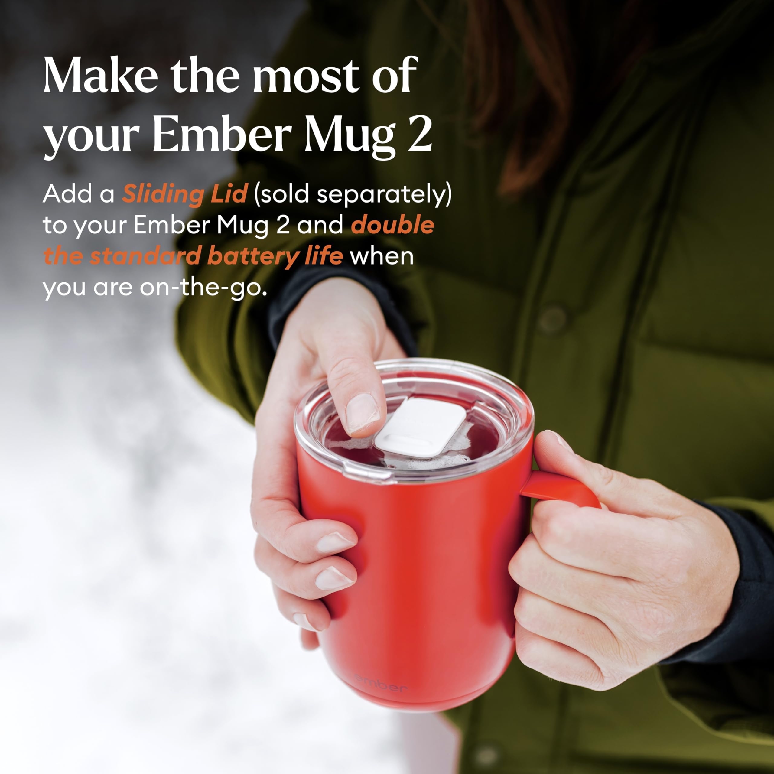 Ember Temperature Control Smart Mug 2, 14 Oz, App-Controlled Heated Coffee Mug with 80 Min Battery Life and Improved Design, White