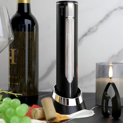 LINKSTYLE OPENERO Electric Wine Bottle Opener, Luxury Automatic Wine Corkscrew with Foil Cutter and Charging Base, Premium Metals with Elegant Gift Box, Home Bar Accessories for Wine Lovers, Gold