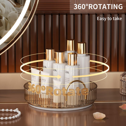 YCIA&amp;DONE 360 Rotating Makeup Organizer and Storage for Vanity Bathroom Countertop, High Capacity Cosmetic Skincare Perfume Organizer for Dresser Lazy Susan Organizers(Clear White,2 Tiers)