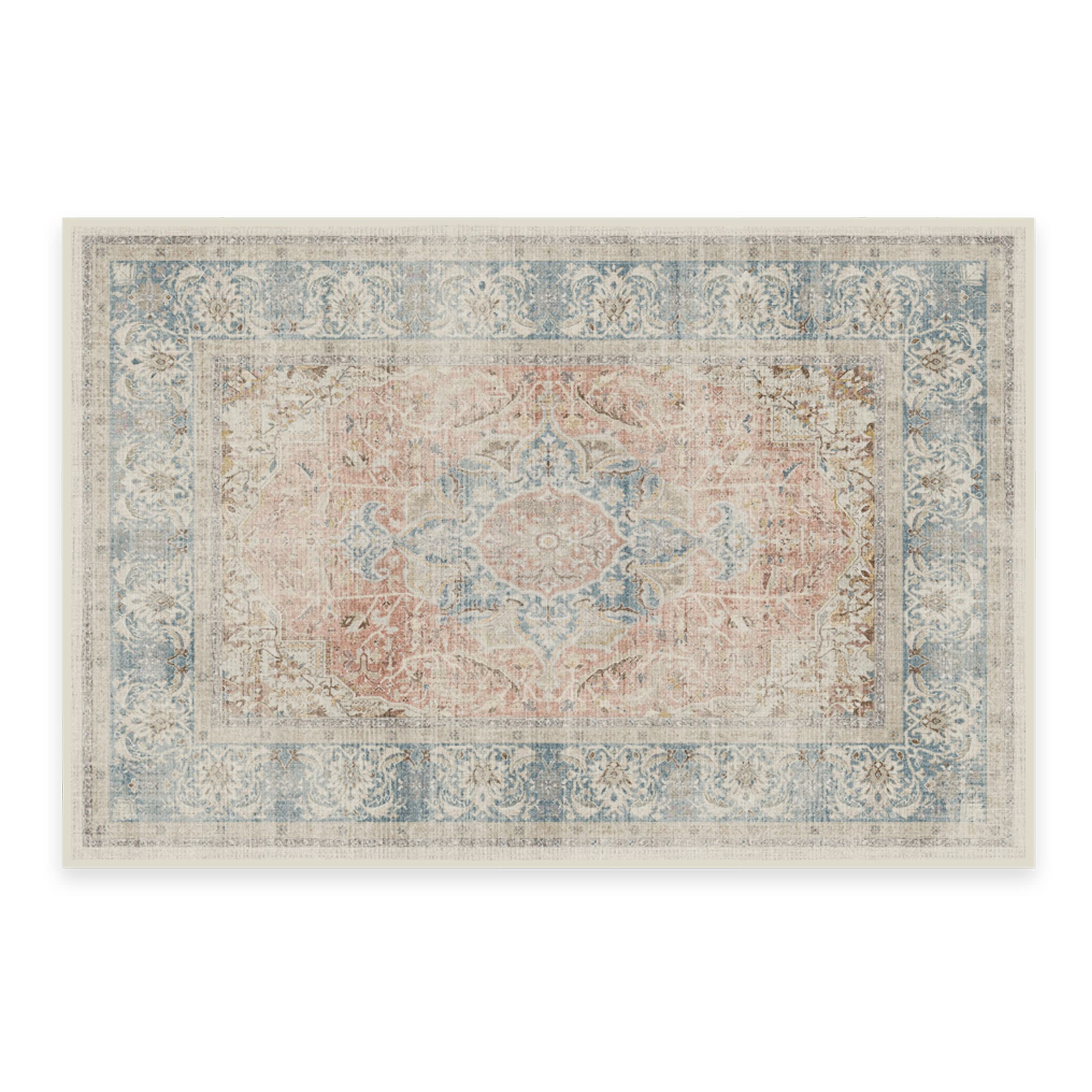 RUGGABLE – Sarrah Blue Quartz – Machine Washable Runner Rug – Pet &amp; Child Friendly – Stain &amp; Water Resistant – Non-Slip – 2.5&