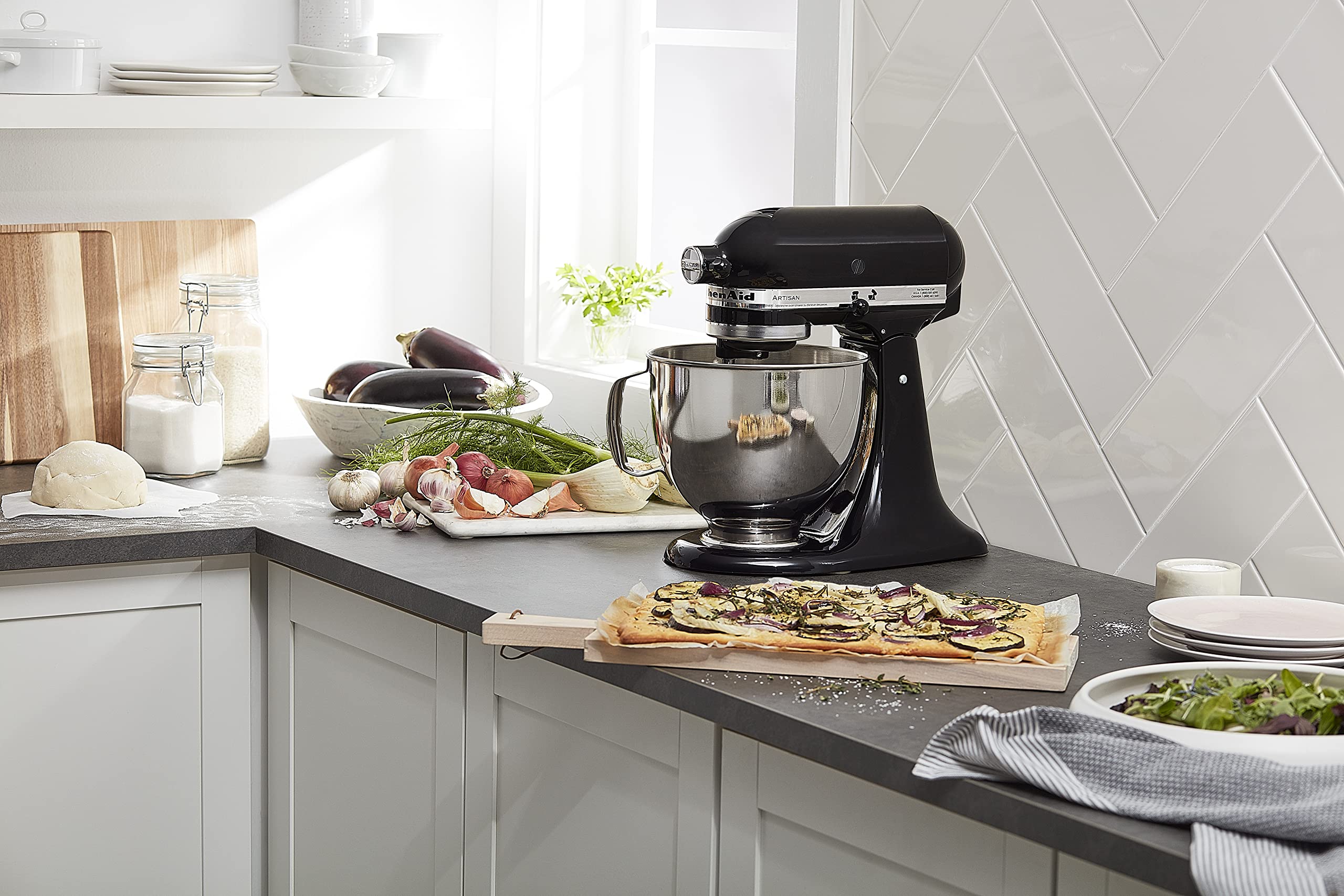 KitchenAid Artisan Series 5-Quart Tilt-Head Stand Mixer, Almond Cream, KSM150PSAC