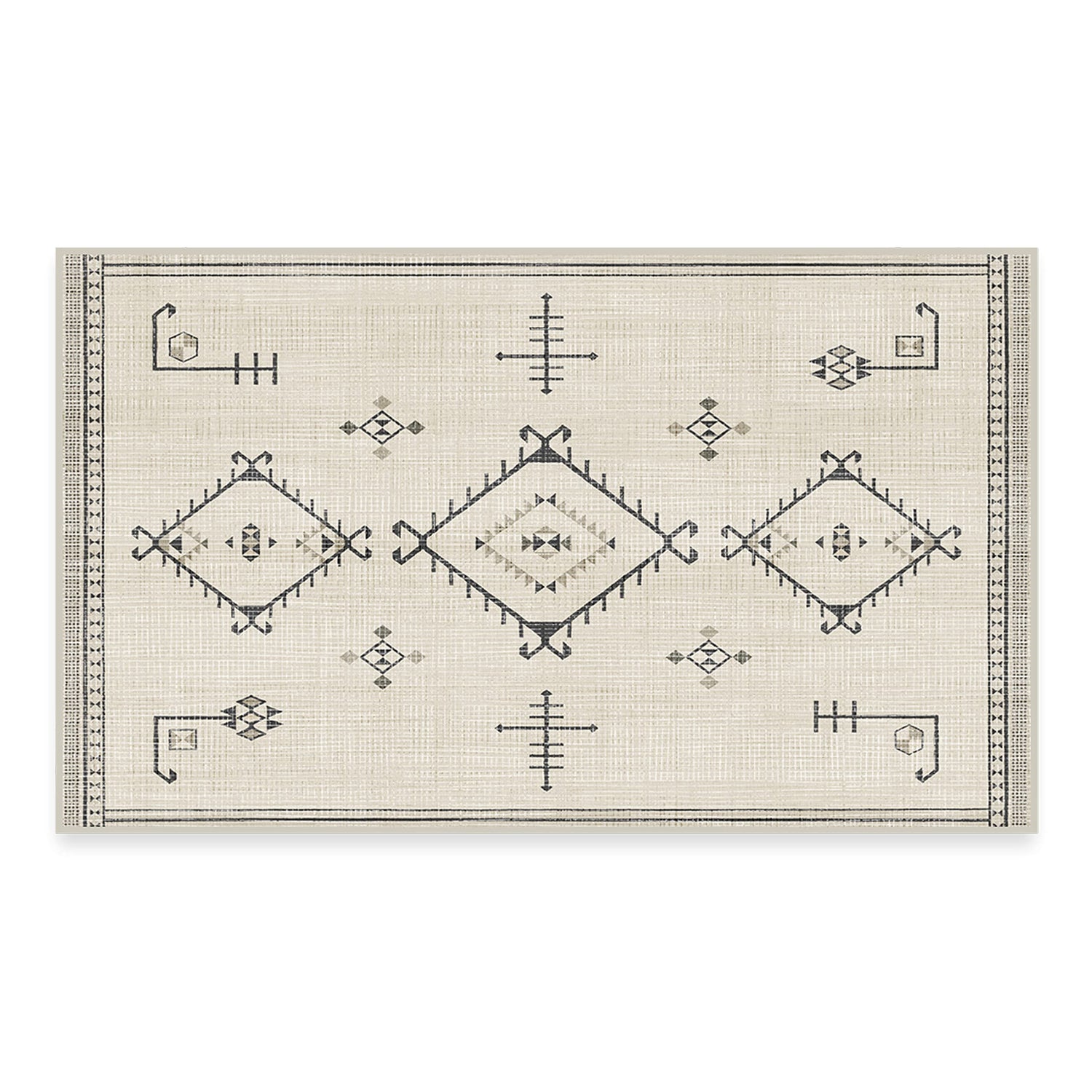 RUGGABLE Damali Runner Rug - Perfect Boho Washable Rug for Entryway Hallway Kitchen - Pet &amp; Child Friendly - Non-Toxic - Stain &amp; Water Resistant - Black &amp; White 2.5&