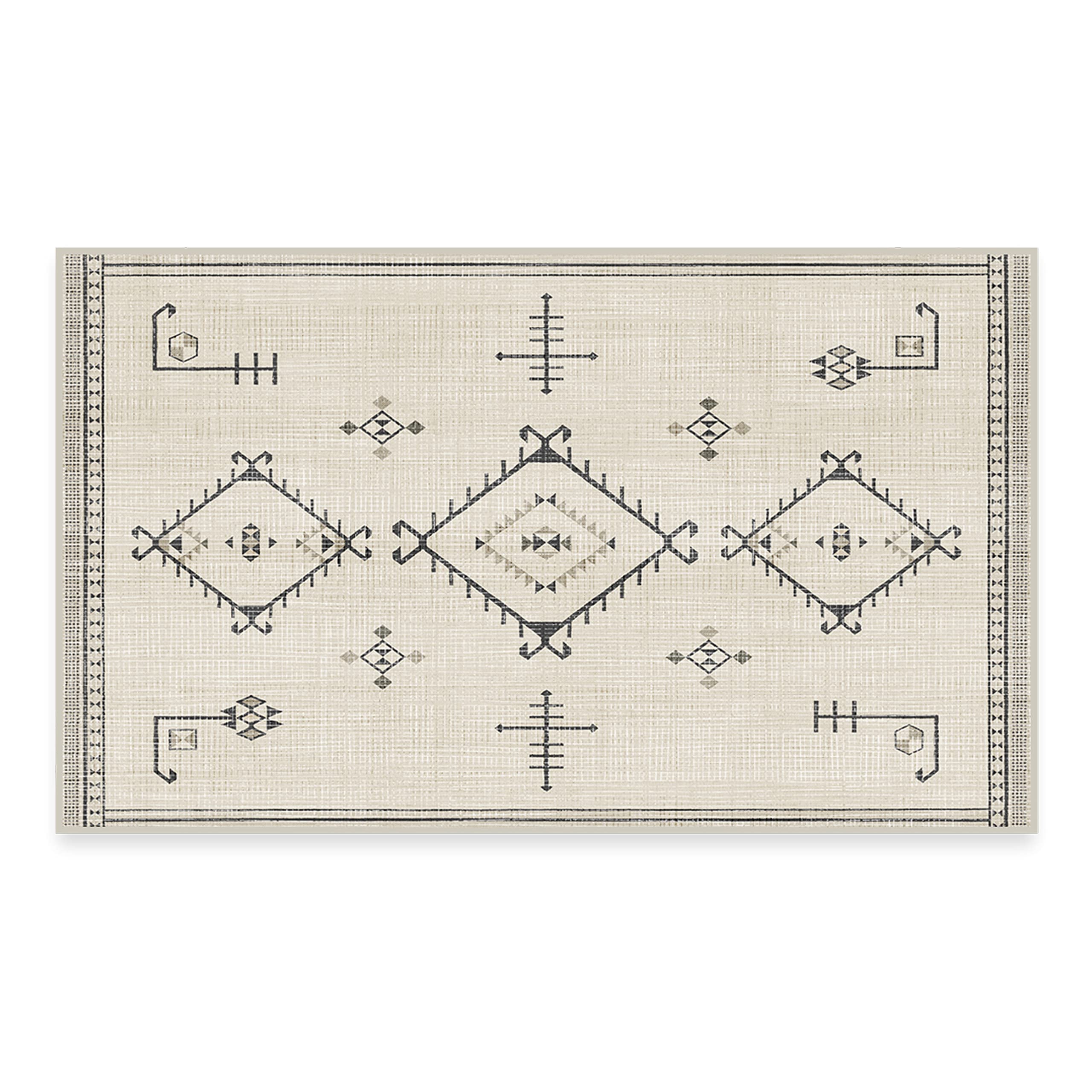 RUGGABLE Damali Runner Rug - Perfect Boho Washable Rug for Entryway Hallway Kitchen - Pet &amp; Child Friendly - Non-Toxic - Stain &amp; Water Resistant - Black &amp; White 2.5&