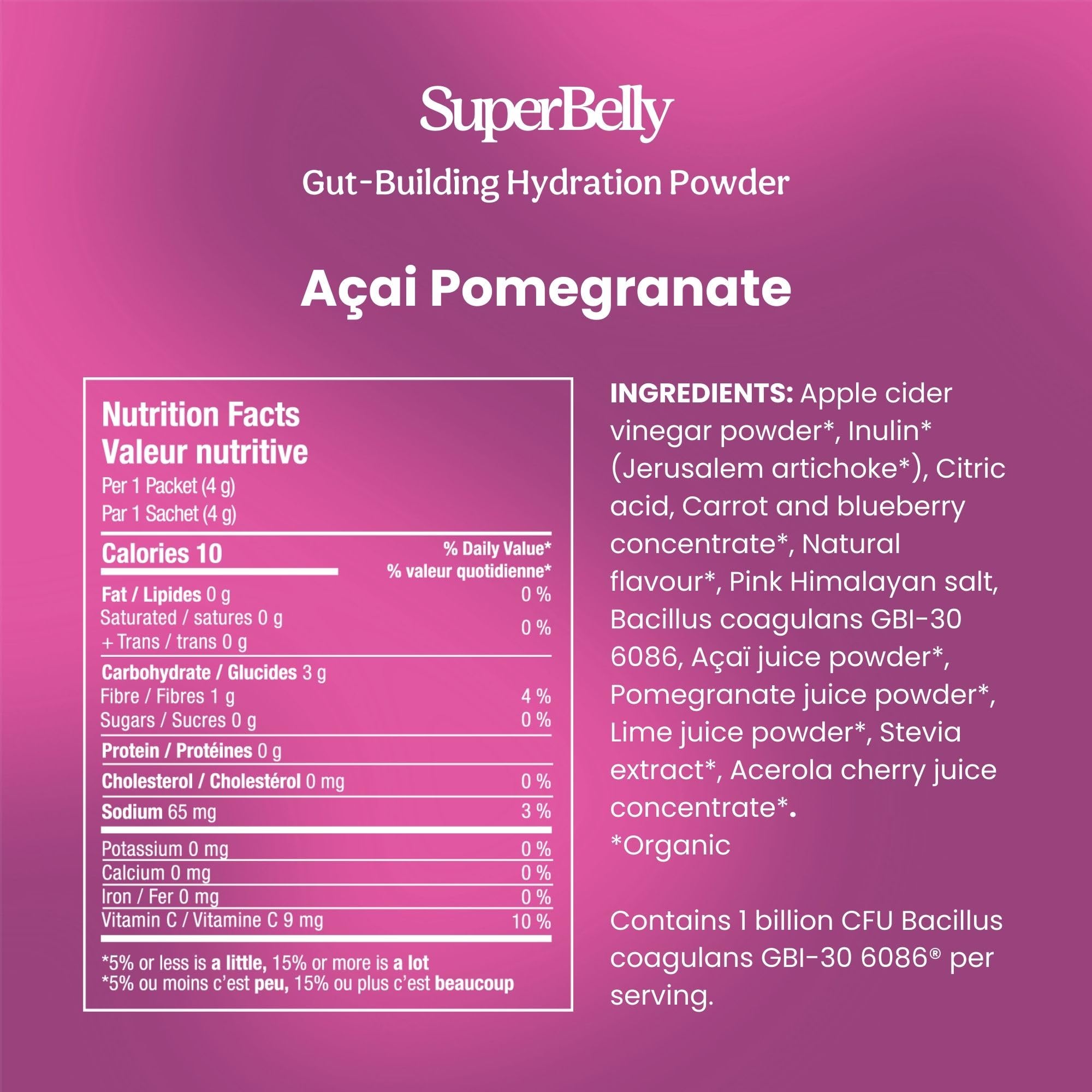 Blume SuperBelly Gut Health Hydration Packets, Sugar-Free, with Prebiotics, Probiotics, Apple Cider Vinegar, and Electrolytes, Strawberry Hibiscus, 15 Sticks