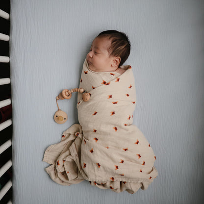 mushie Extra Soft Muslin Fitted Crib Sheet | 192 Thread Count | 28&quot;x 52&quot; (Fog)