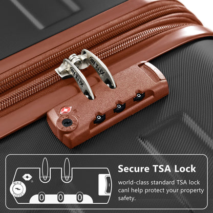 Merax 3 Pcs ABS Hardside Luggage Sets TSA Lock Spinner Wheel Suitcases, Pearly White, 20/24/28 Inch
