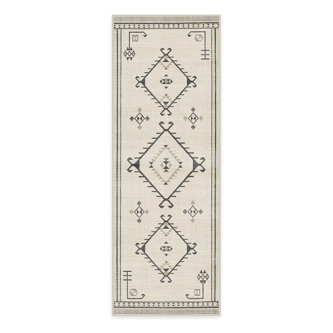 RUGGABLE Damali Runner Rug - Perfect Boho Washable Rug for Entryway Hallway Kitchen - Pet &amp; Child Friendly - Non-Toxic - Stain &amp; Water Resistant - Black &amp; White 2.5&