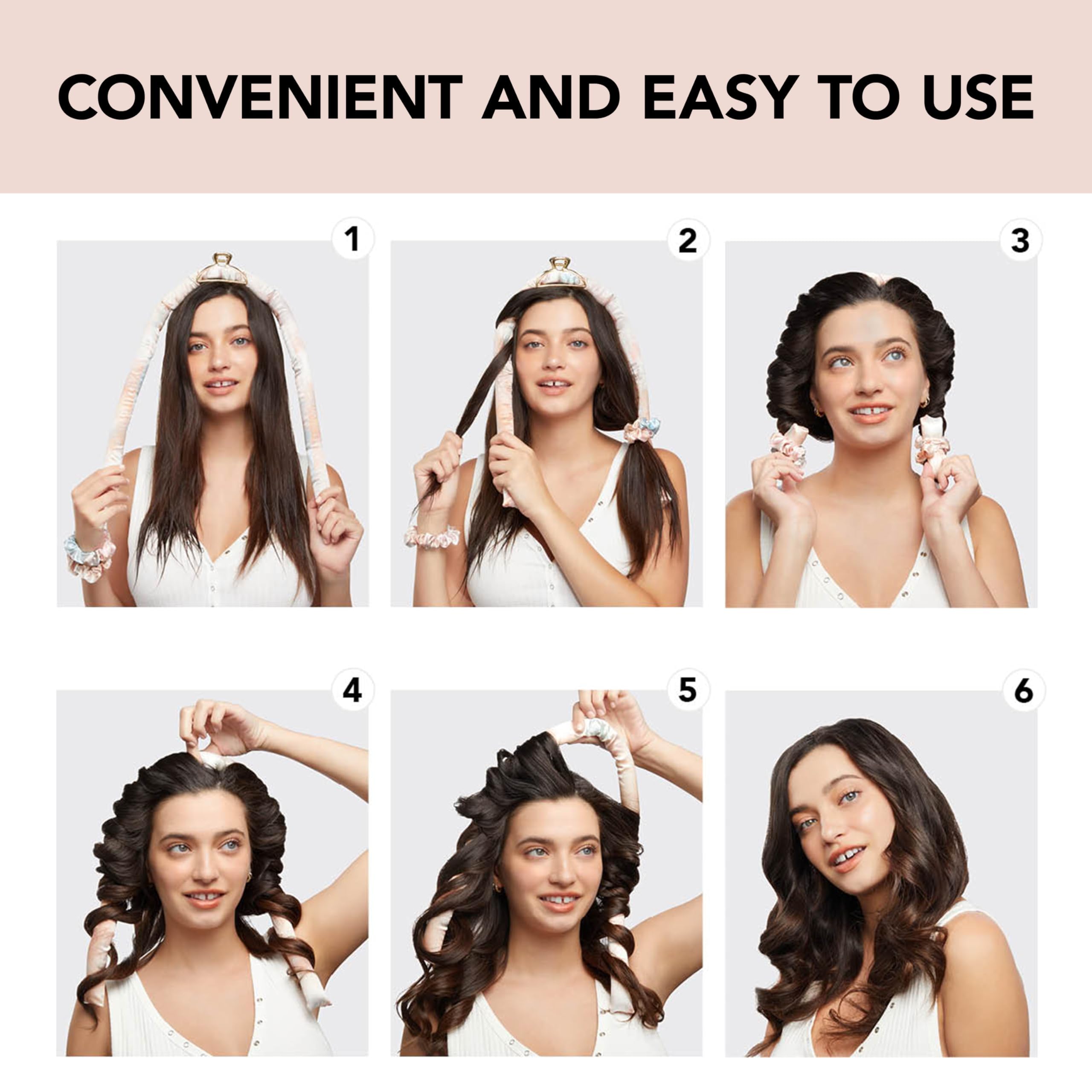 Kitsch Satin Heatless Curling Set for No-Heat Soft Curls | Overnight Hair Curlers &amp; Curling Rod Headband, Frizz-Free Styling | Gentle Rollers for All Hair Types - 1 Pack (Charcoal)