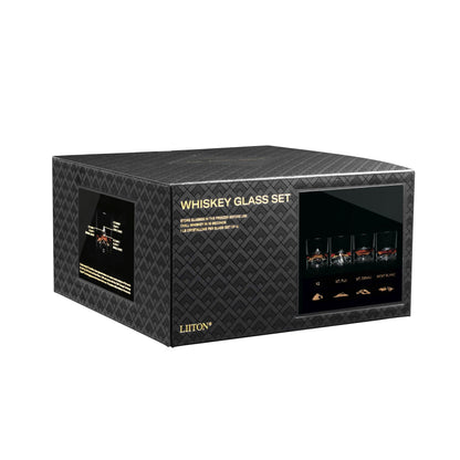 LIITON Heavy Crystal Whiskey Glasses Gift Set, Thick Freezable Bourbon Glass 1lb Each, Premium Whiskey Gifts for Men, Frozen Crystal Chills Cocktails Featuring Grand Canyon Glasses Set of 2, 10 oz