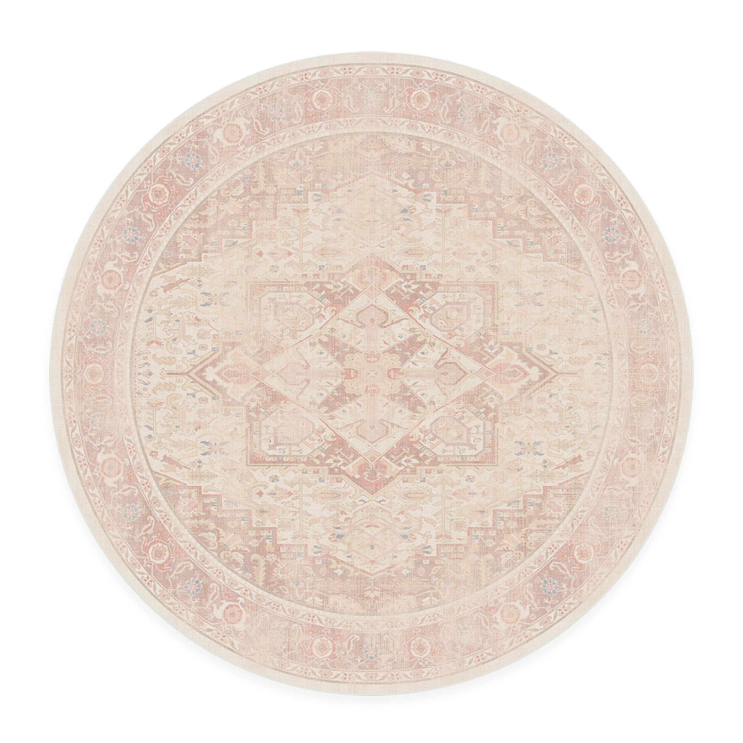 RUGGABLE Kamran Washable Rug - Perfect Vintage Area Rug for Living Room Bedroom Kitchen - Pet &amp; Child Friendly - Stain &amp; Water Resistant - Hazel 5&