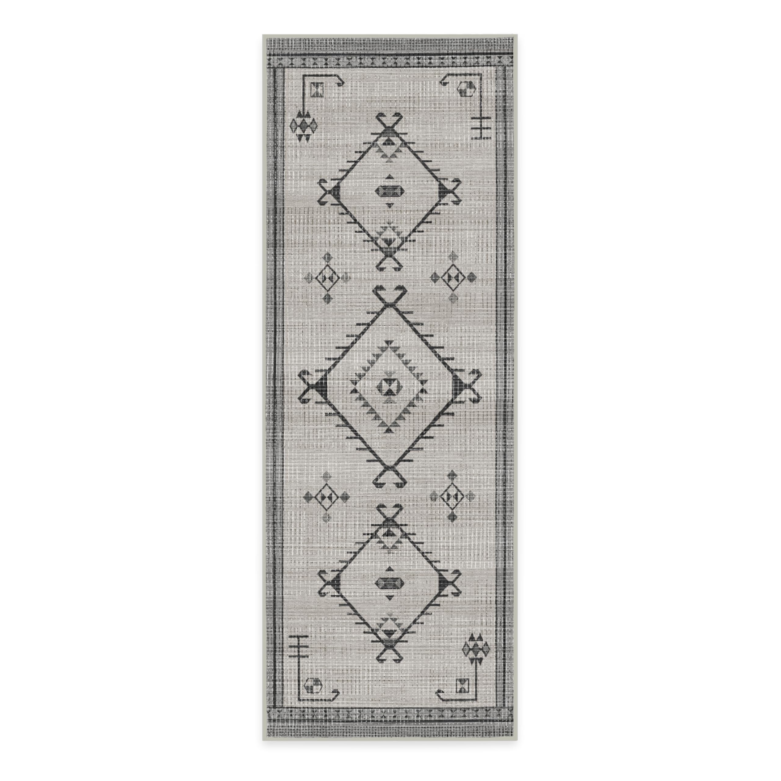RUGGABLE Damali Runner Rug - Perfect Boho Washable Rug for Entryway Hallway Kitchen - Pet &amp; Child Friendly - Non-Toxic - Stain &amp; Water Resistant - Black &amp; White 2.5&