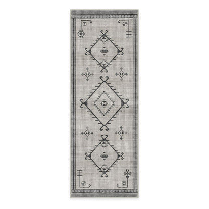 RUGGABLE Damali Runner Rug - Perfect Boho Washable Rug for Entryway Hallway Kitchen - Pet &amp; Child Friendly - Non-Toxic - Stain &amp; Water Resistant - Black &amp; White 2.5&