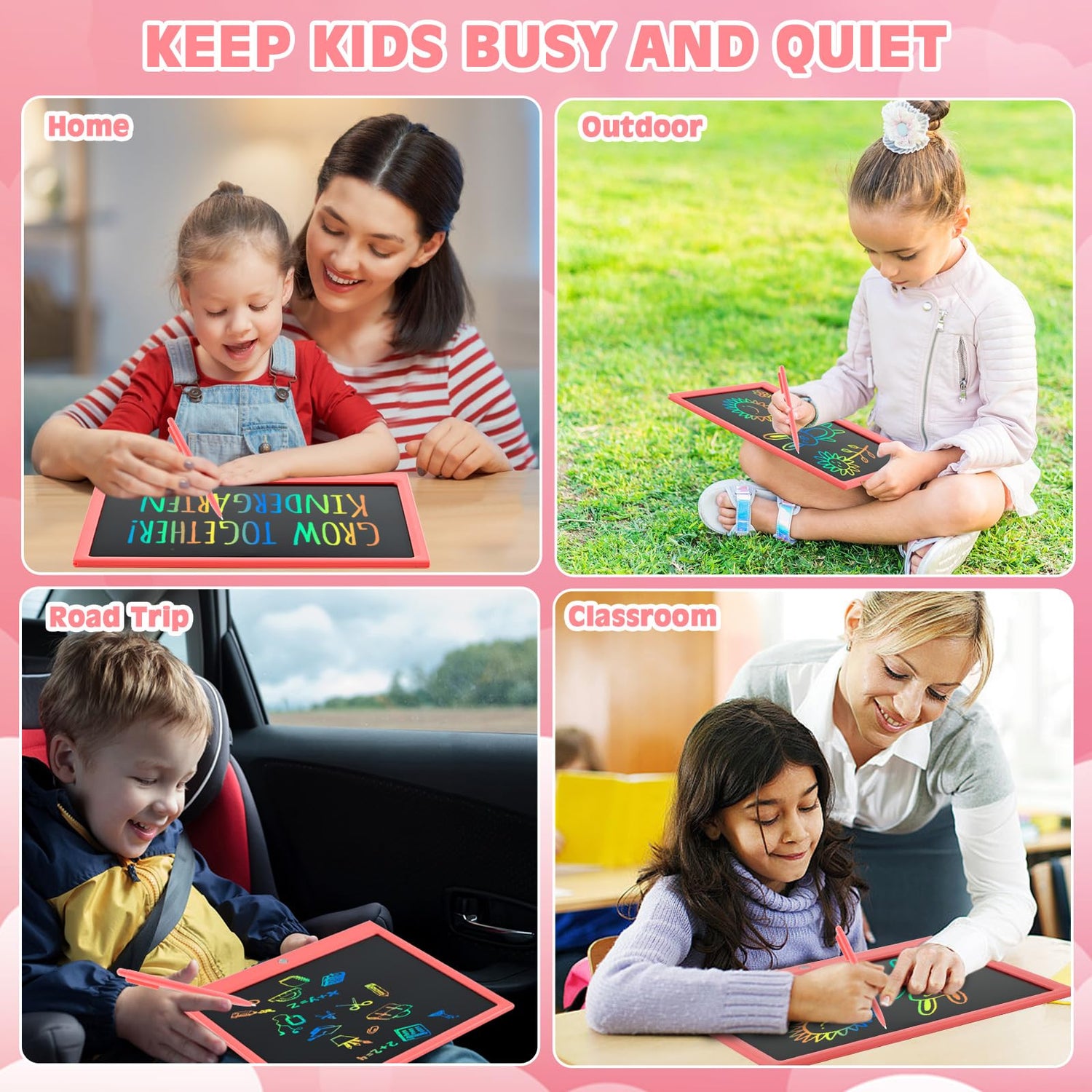 cimetech 2 Pack LCD Writing Tablet for Kids Toys, Colorful Drawing Tablet Doodle Board Writing Pad for Toddler Gifts, Kids Travel Essentials, Christmas Stocking Stuffers for 3-12 Years Boys Girls