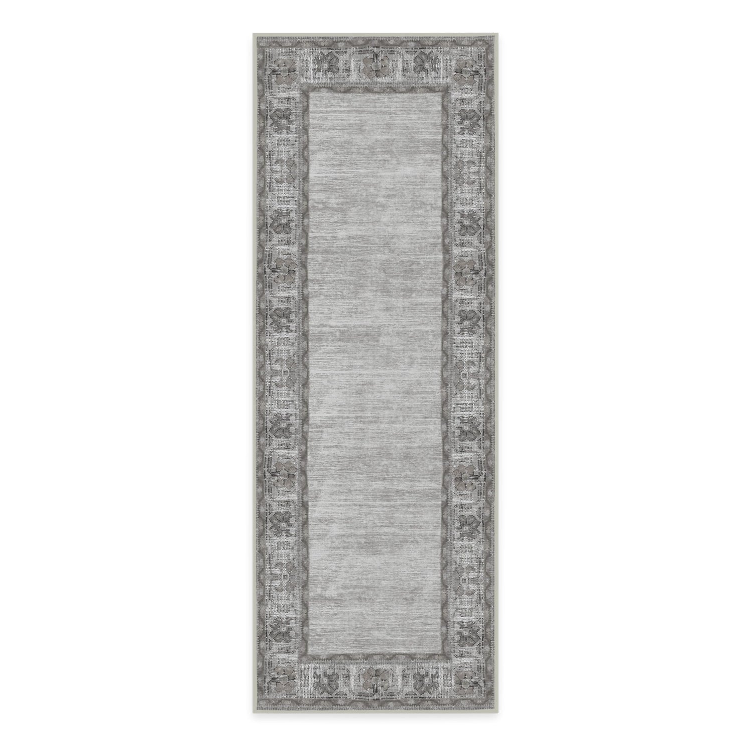 RUGGABLE Zinnia Runner Rug - Perfect Boho Washable Rug for Entryway Hallway Kitchen - Pet &amp; Child Friendly - Stain &amp; Water Resistant - Grey 2.5&