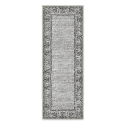 RUGGABLE Zinnia Runner Rug - Perfect Boho Washable Rug for Entryway Hallway Kitchen - Pet &amp; Child Friendly - Stain &amp; Water Resistant - Grey 2.5&