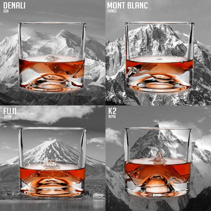 LIITON Heavy Crystal Whiskey Glasses Gift Set, Thick Freezable Bourbon Glass 1lb Each, Premium Whiskey Gifts for Men, Frozen Crystal Chills Cocktails Featuring Grand Canyon Glasses Set of 2, 10 oz