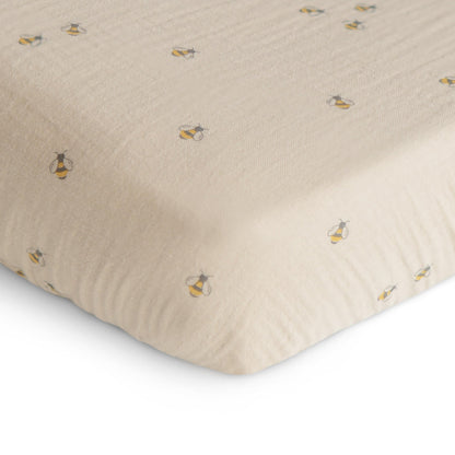 mushie Extra Soft Muslin Fitted Crib Sheet | 192 Thread Count | 28&quot;x 52&quot; (Fog)