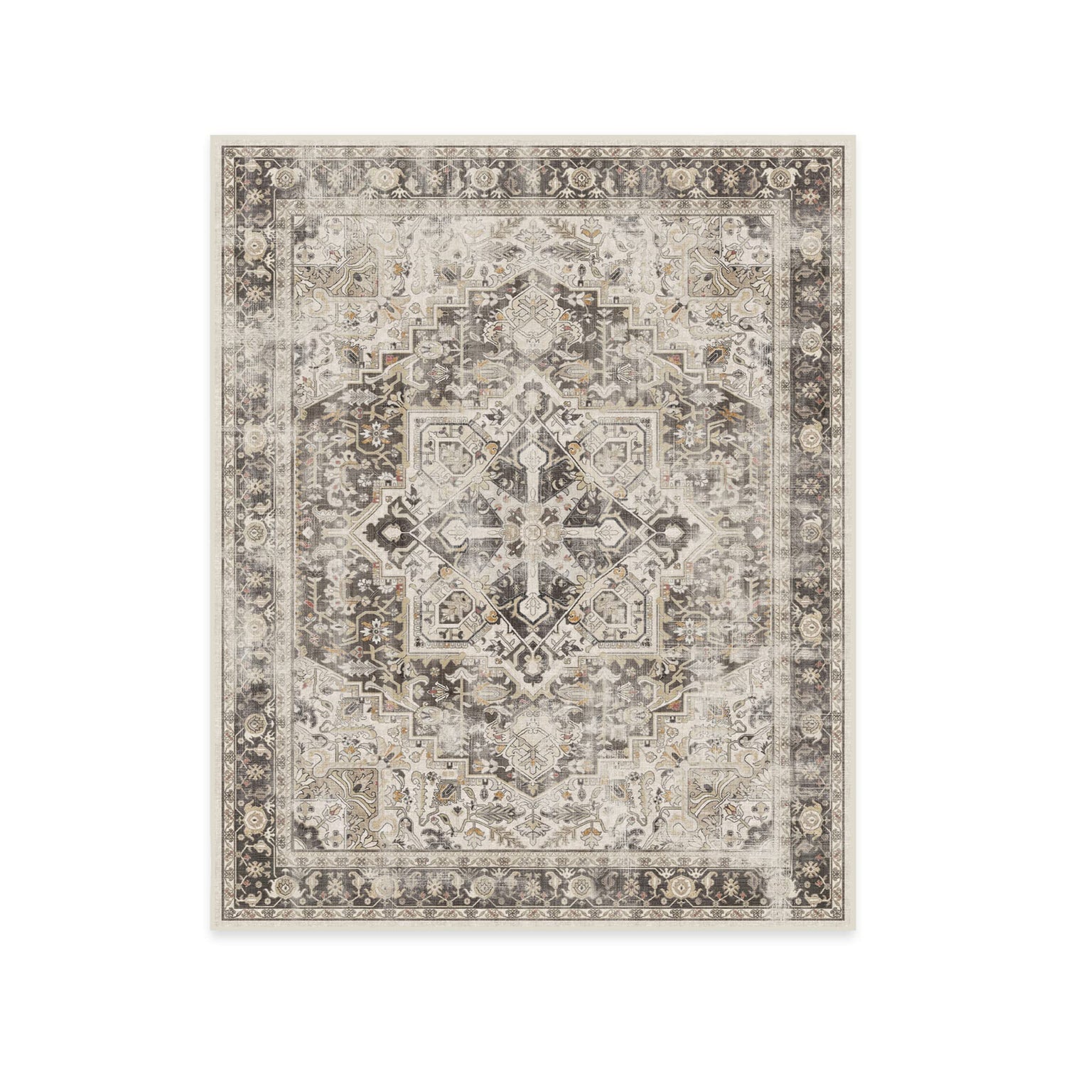 RUGGABLE Kamran Washable Rug - Perfect Vintage Area Rug for Living Room Bedroom Kitchen - Pet &amp; Child Friendly - Stain &amp; Water Resistant - Hazel 5&