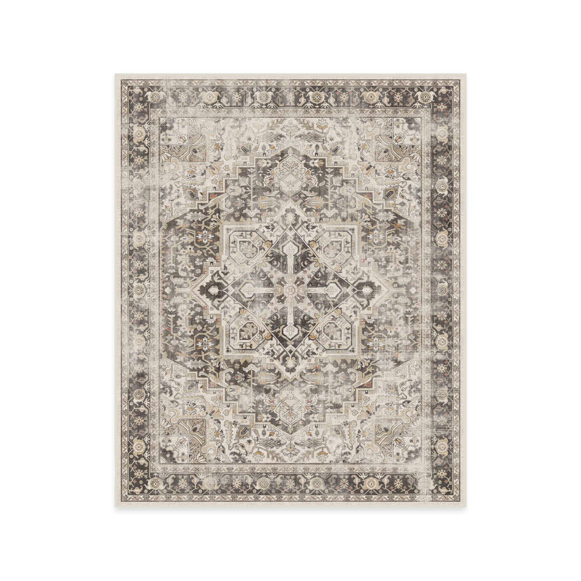 RUGGABLE Kamran Washable Rug - Perfect Vintage Area Rug for Living Room Bedroom Kitchen - Pet &amp; Child Friendly - Stain &amp; Water Resistant - Hazel 5&
