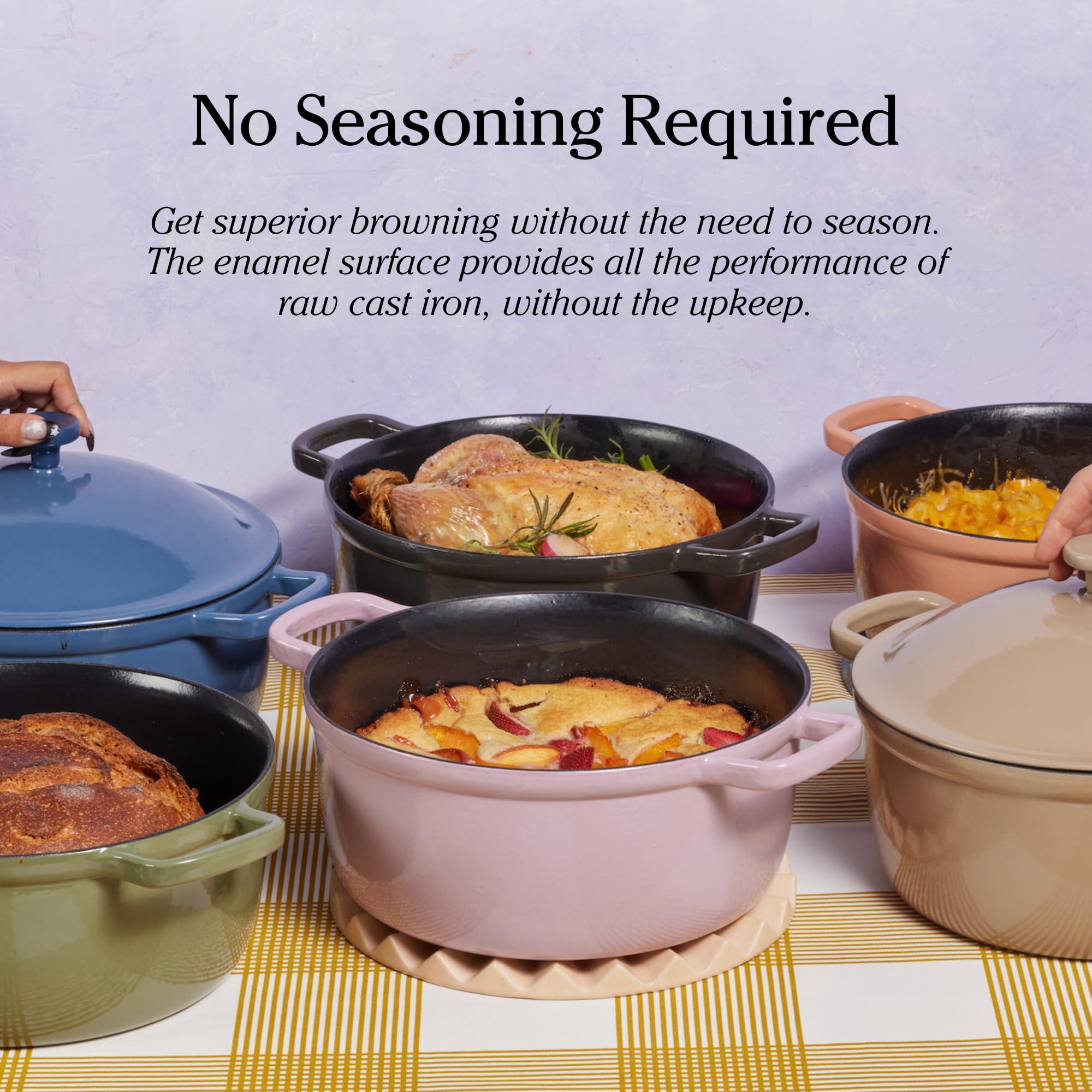 Our Place Cast Iron Perfect Pot | 6-in-1 Multifunctional 5.5 Qt. Toxin-Free Enameled Dutch Oven with Self-Basting Lid | Hot Grips &amp; Beechwood Scraper | Induction Cooktop and Oven Safe | Spice