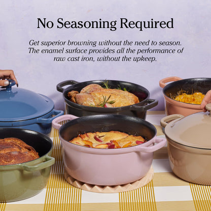 Our Place Cast Iron Perfect Pot | 6-in-1 Multifunctional 5.5 Qt. Toxin-Free Enameled Dutch Oven with Self-Basting Lid | Hot Grips &amp; Beechwood Scraper | Induction Cooktop and Oven Safe | Spice