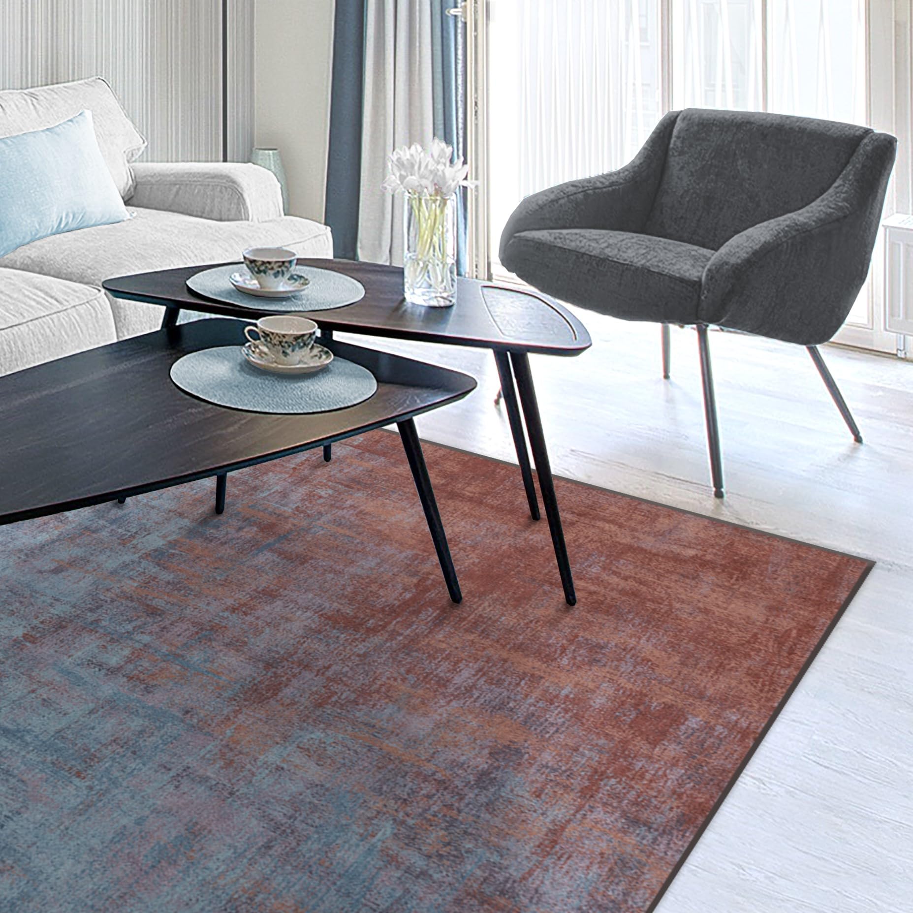 RUGGABLE Impasto Washable Rug - Perfect Modern Area Rug for Living Room Bedroom Kitchen - Non-Slip, Pet &amp; Child Friendly, Stain &amp; Water Resistant - Durable - Sage Green 3&