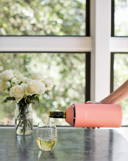 Vinglacé Wine Bottle Chiller- Portable Champagne Insulator- Stainless Steel Wine Cooler Sleeve, White