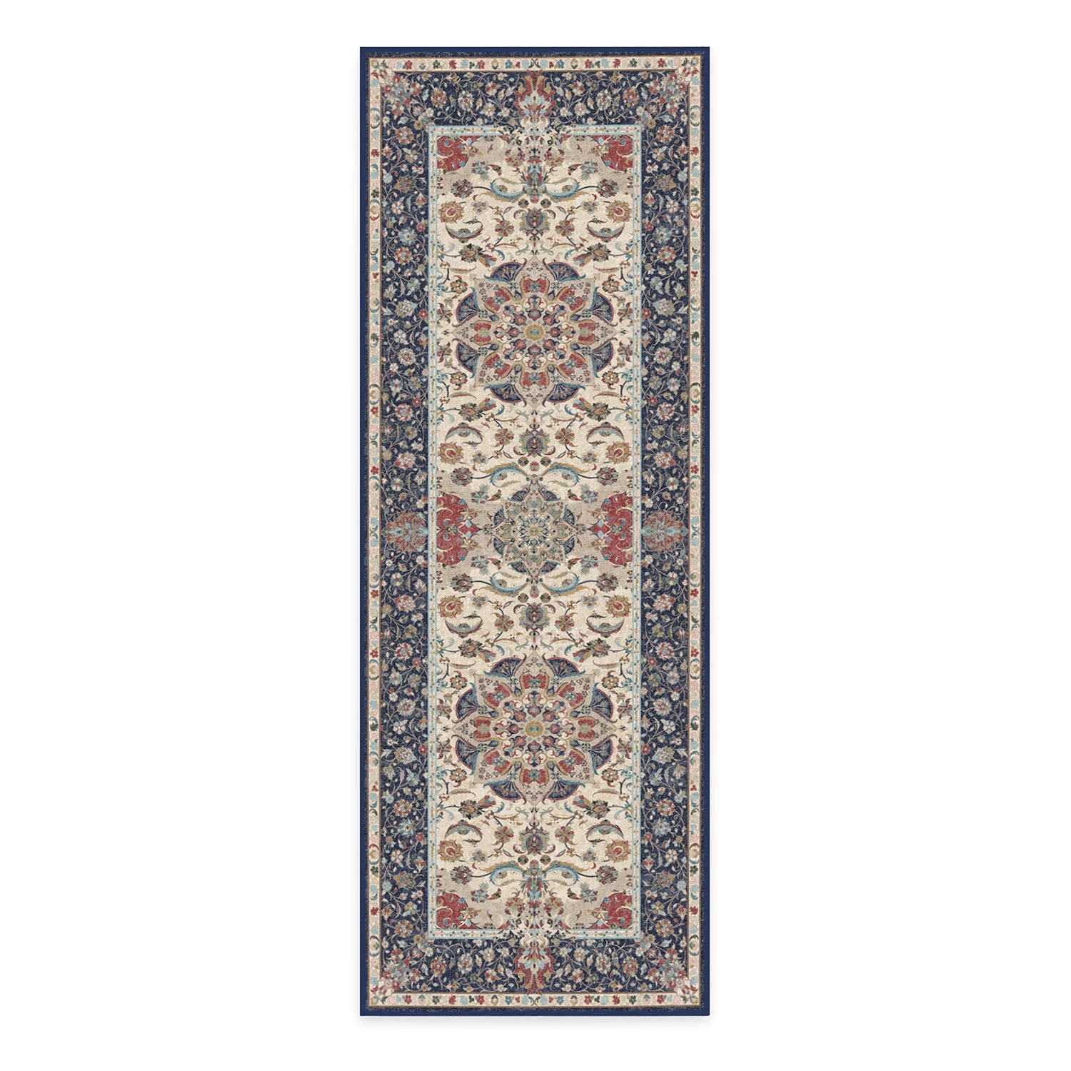 RUGGABLE Sima Washable Rug - Perfect Vintage Area Rug for Living Room Bedroom Kitchen - Pet &amp; Child Friendly - Stain &amp; Water Resistant - Royal Blue 2&