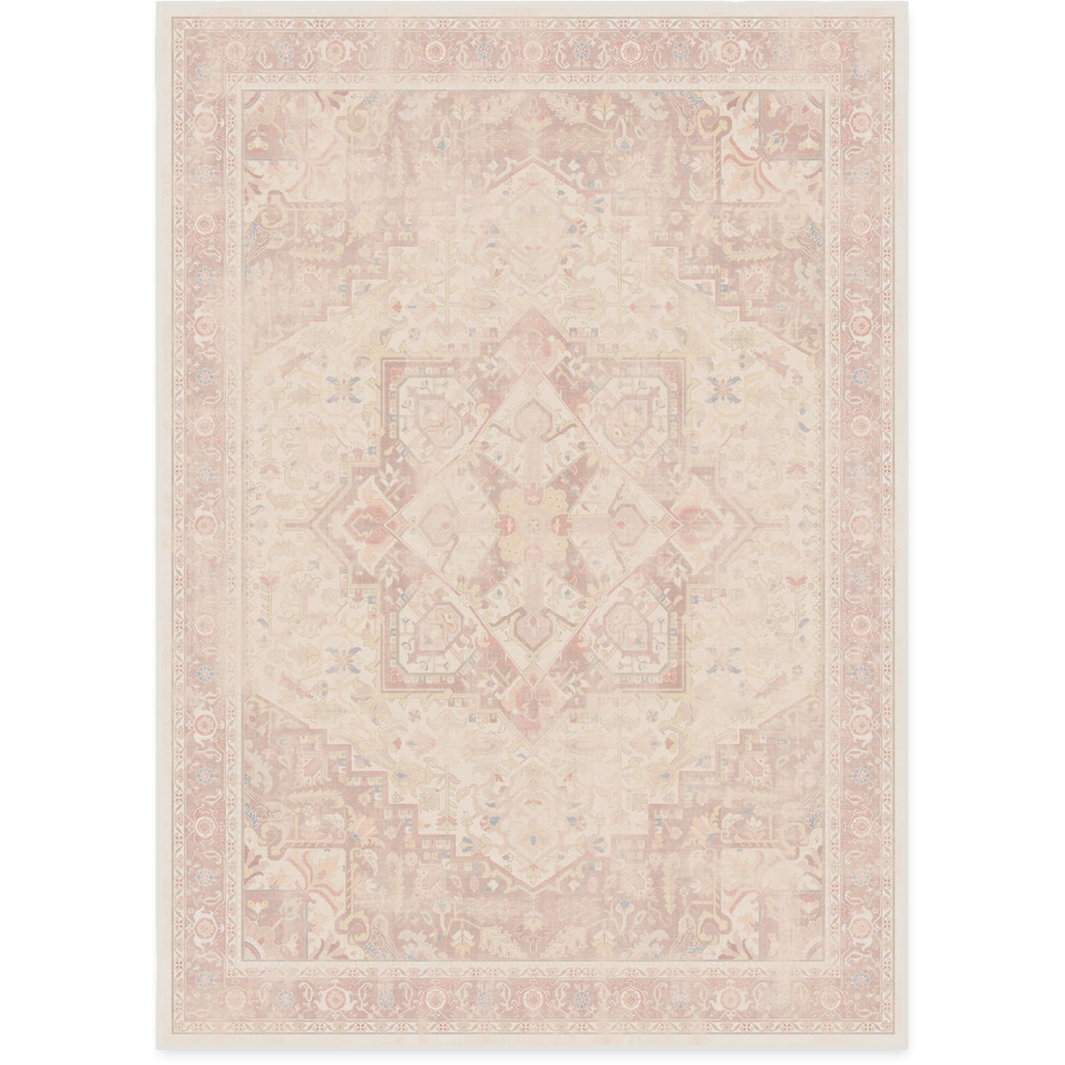 RUGGABLE Kamran Washable Rug - Perfect Vintage Area Rug for Living Room Bedroom Kitchen - Pet &amp; Child Friendly - Stain &amp; Water Resistant - Hazel 5&