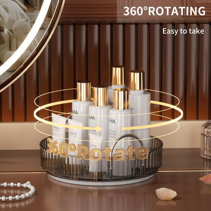YCIA&amp;DONE 360 Rotating Makeup Organizer and Storage for Vanity Bathroom Countertop, High Capacity Cosmetic Skincare Perfume Organizer for Dresser Lazy Susan Organizers(Clear White,2 Tiers)