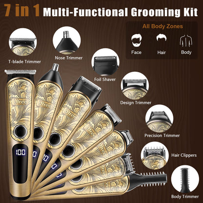 Ufree Beard Trimmer for Men, Waterproof Electric Razor for Nose, Body, Face and Mustache, Cordless Hair Clippers Shavers for Men Grooming Kit, Gifts for Men Husband Father