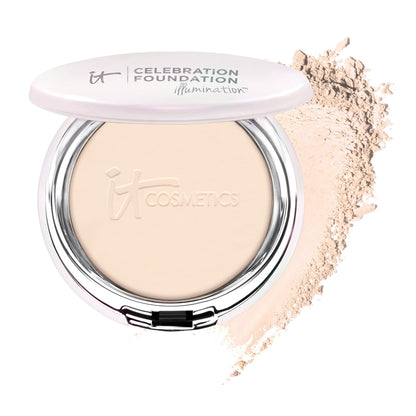 IT Cosmetics Celebration Foundation Illumination - Full-Coverage, Anti-Aging Powder Foundation - Blurs Pores, Wrinkles &amp; Imperfections - 0.3 oz