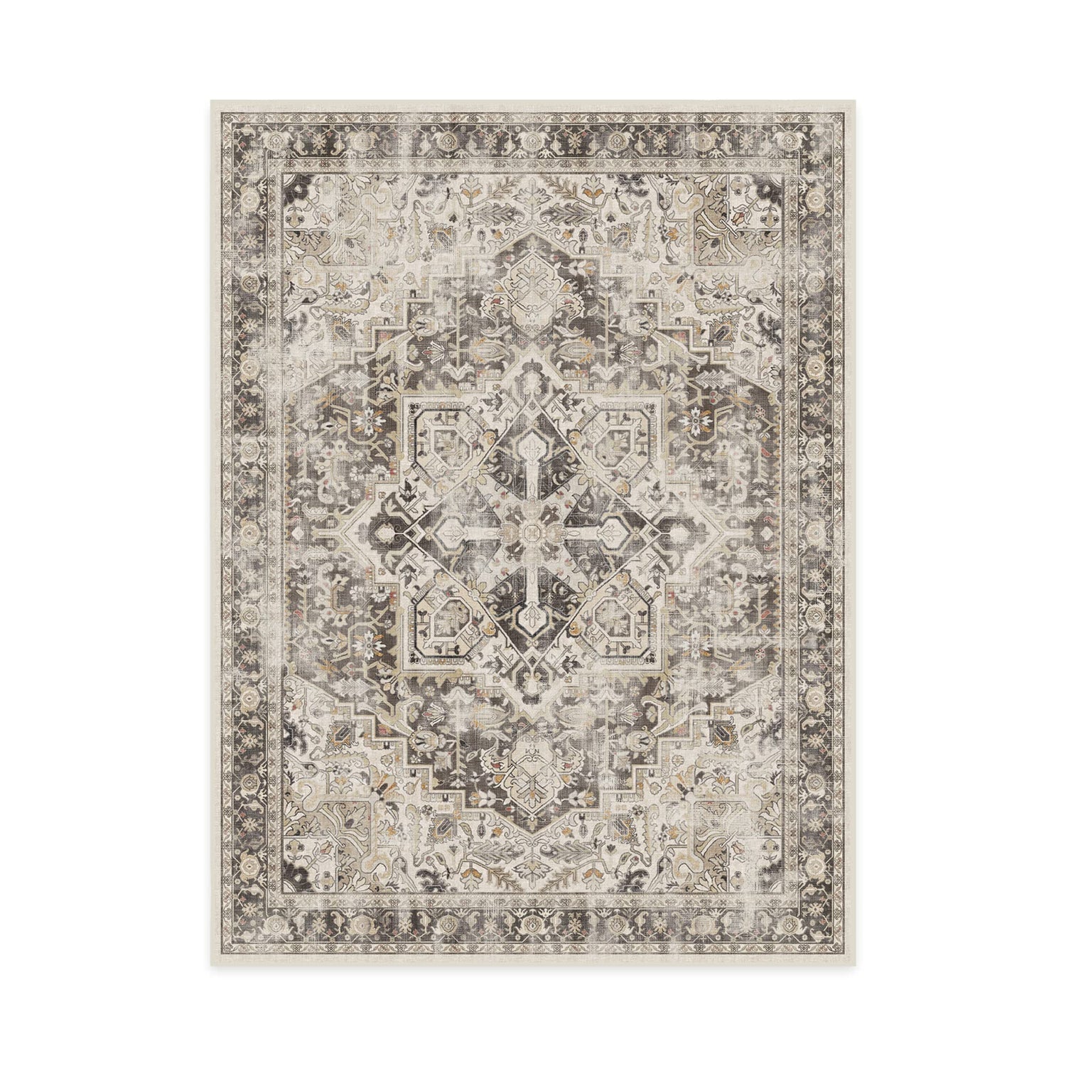 RUGGABLE Kamran Washable Rug - Perfect Vintage Area Rug for Living Room Bedroom Kitchen - Pet &amp; Child Friendly - Stain &amp; Water Resistant - Hazel 5&