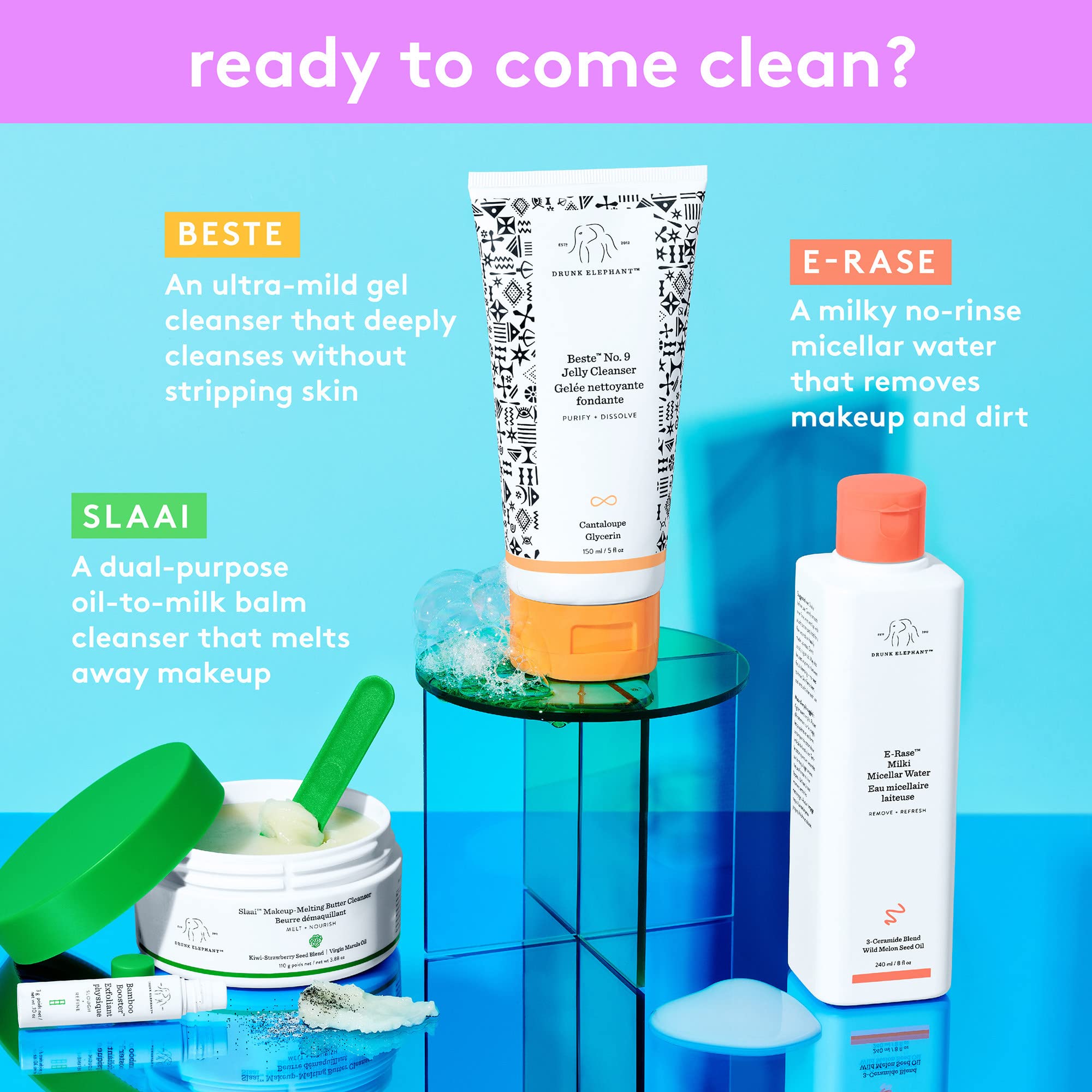 Drunk Elephant E-Rase Milki Micellar Water- Ultra Mild Formula to Gently Remove Makeup and Bacteria. (240ml)