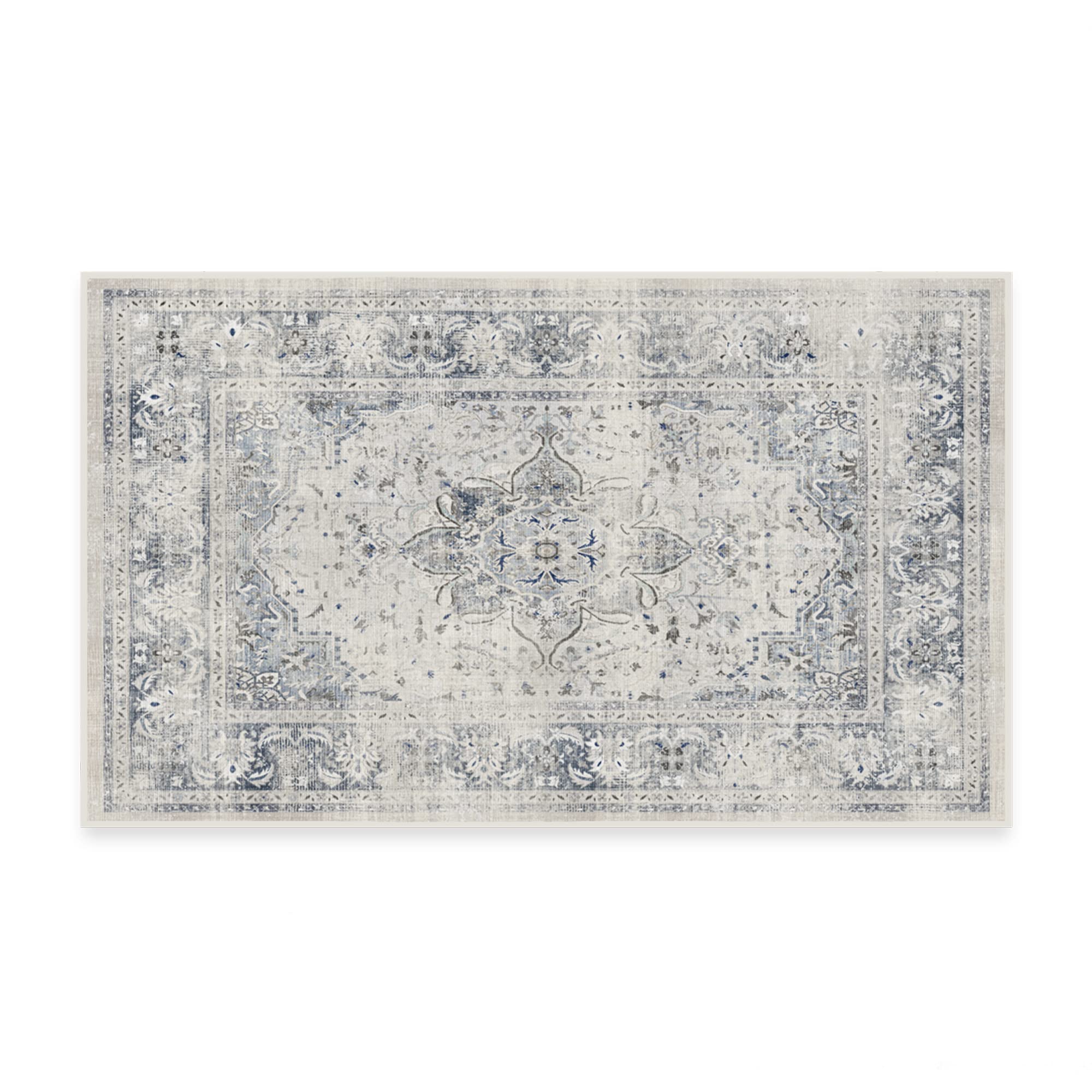 RUGGABLE – Sarrah Blue Quartz – Machine Washable Runner Rug – Pet &amp; Child Friendly – Stain &amp; Water Resistant – Non-Slip – 2.5&