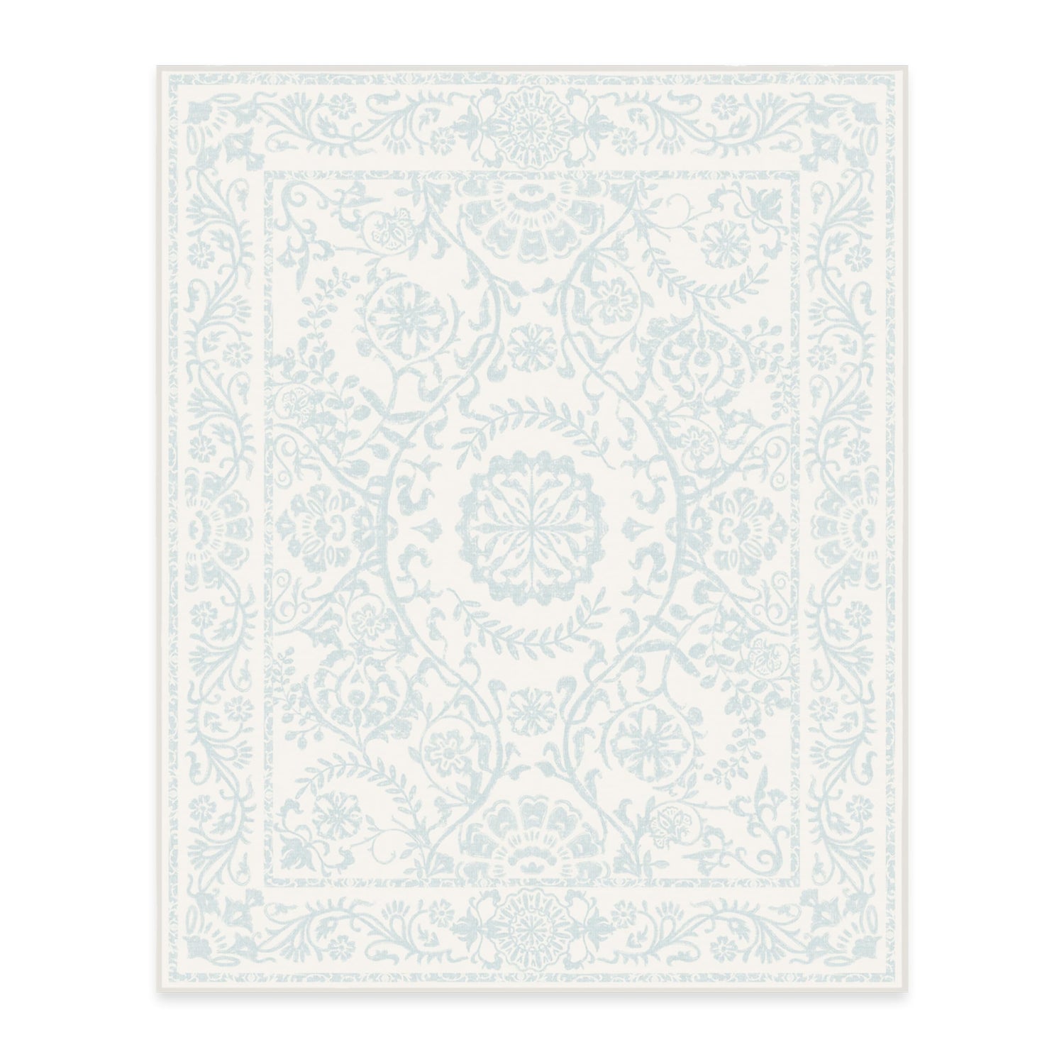 RUGGABLE Washable 2x3 Area Rug, Delphina Delft Blue, Premium Vintage Rugs for Living Room, Bedroom, Kitchen, Office, Classroom with Gripper Non Slip Pad