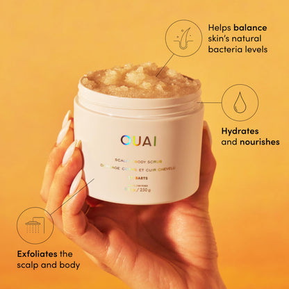 OUAI Scalp &amp; Body Scrub, Melrose Place - Exfoliating Body Scrub with Sugar &amp; Coconut Oil Blend for Smooth, Moisturized Skin - Gentle Scalp Scrub for Removing Product Build Up (8.8 Oz)