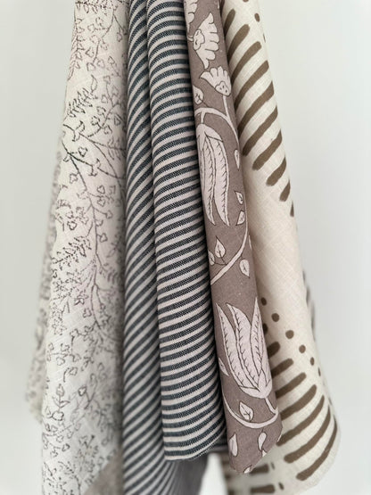 Pillow Cover 100% Linen 20 x 20 inches Double Sided Block Print with Zipper for Easy Removal Home Decor Shabby Chic Farmhouse Neutral Decorative Sofa Couch Accent (Plaid White Grey)