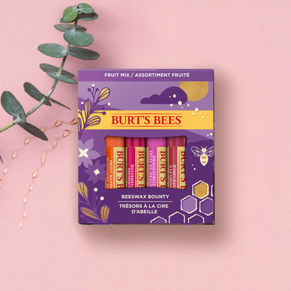 Burt’s Bees Christmas Gifts, 4 Lip Balm Stocking Stuffers Products, Beeswax Bounty Classic Set - Original Beeswax Moisturizing Lip Balm (4-Pack)