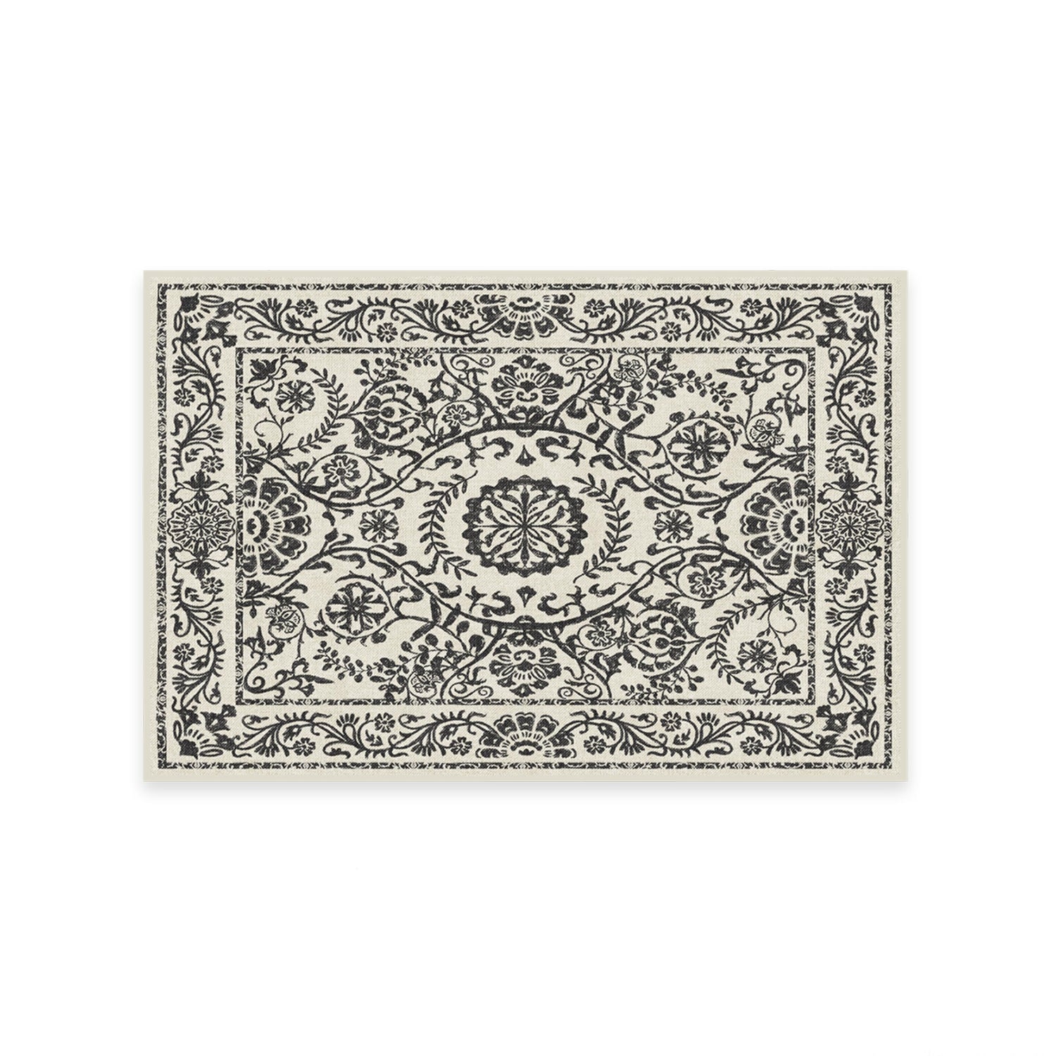RUGGABLE Washable 2x3 Area Rug, Delphina Delft Blue, Premium Vintage Rugs for Living Room, Bedroom, Kitchen, Office, Classroom with Gripper Non Slip Pad