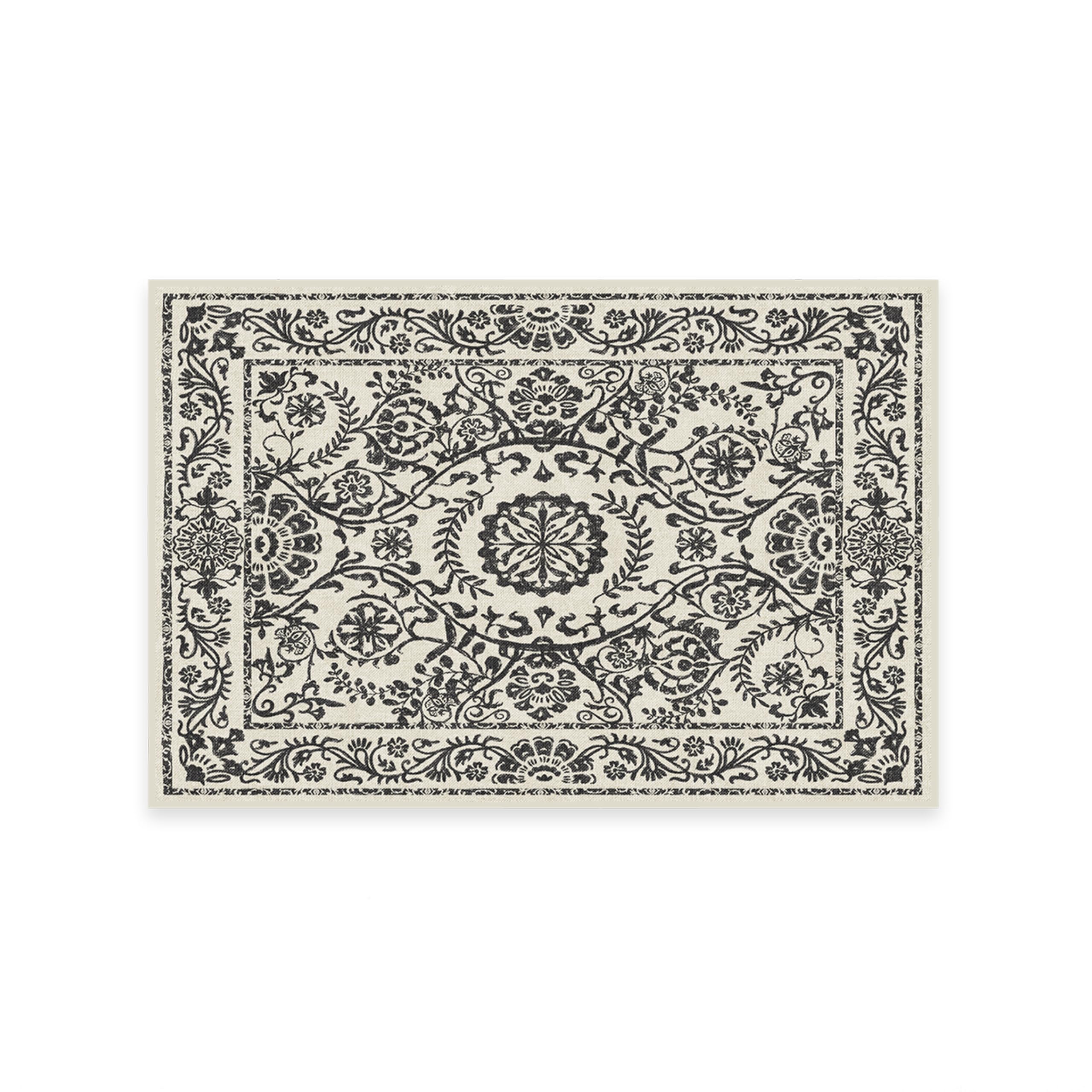RUGGABLE Washable 2x3 Area Rug, Delphina Delft Blue, Premium Vintage Rugs for Living Room, Bedroom, Kitchen, Office, Classroom with Gripper Non Slip Pad