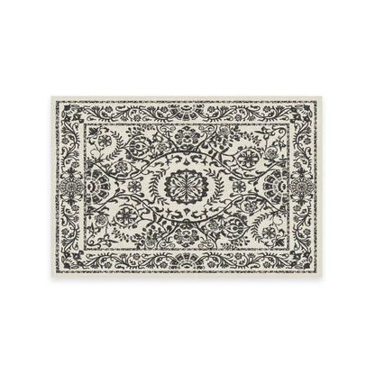 RUGGABLE Washable 2x3 Area Rug, Delphina Delft Blue, Premium Vintage Rugs for Living Room, Bedroom, Kitchen, Office, Classroom with Gripper Non Slip Pad