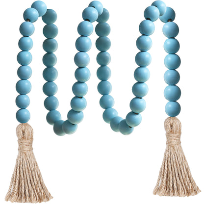 Meplait 39in Wood Bead Garland Farmhouse with Tassels,Versatile Prayer Beads Boho Chic Wall Hanging Home Decor (Purple)