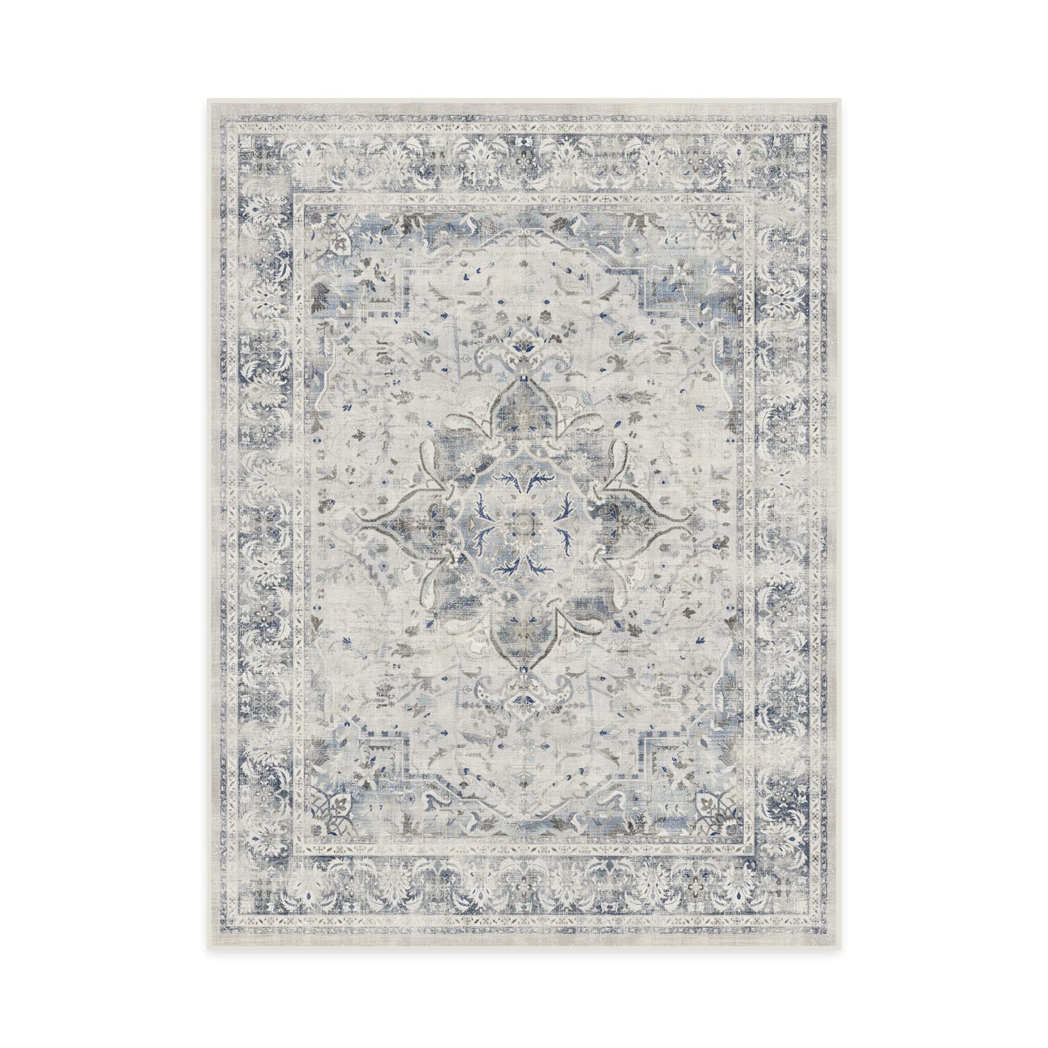 RUGGABLE – Sarrah Blue Quartz – Machine Washable Runner Rug – Pet &amp; Child Friendly – Stain &amp; Water Resistant – Non-Slip – 2.5&