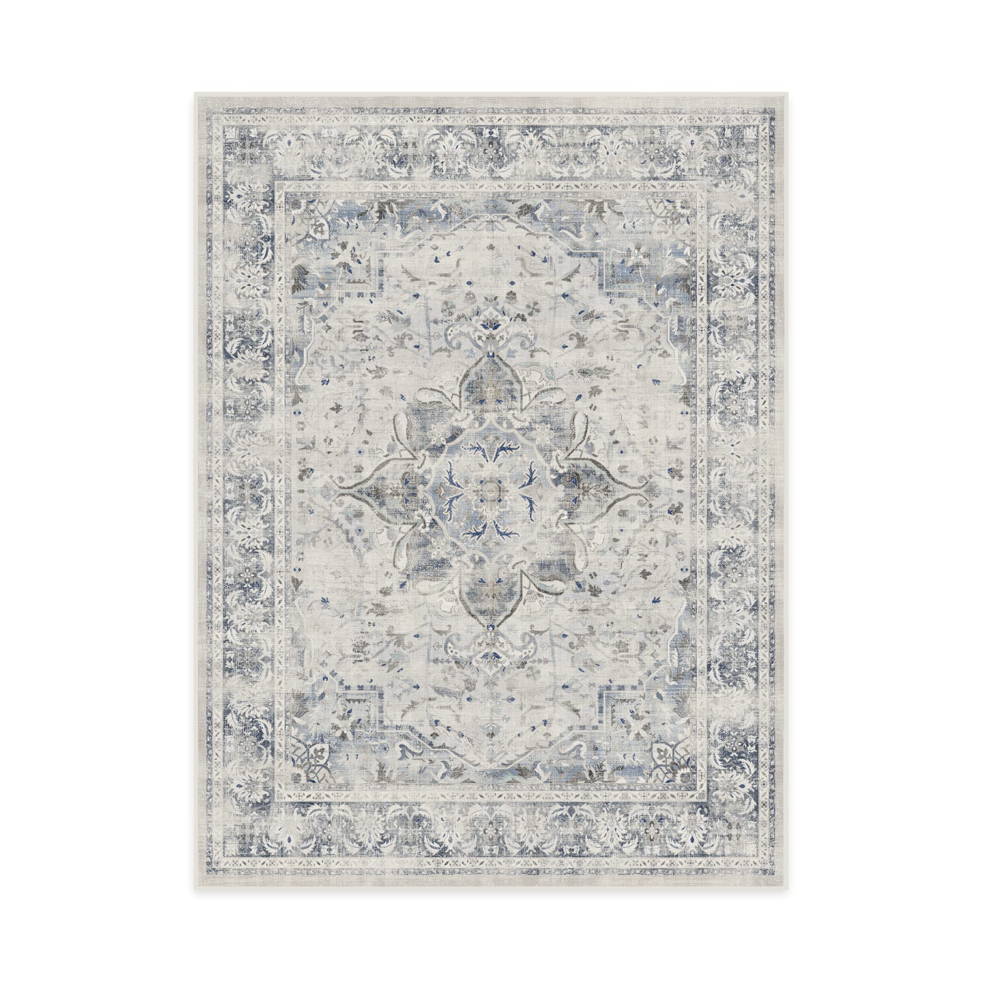 RUGGABLE – Sarrah Blue Quartz – Machine Washable Runner Rug – Pet &amp; Child Friendly – Stain &amp; Water Resistant – Non-Slip – 2.5&