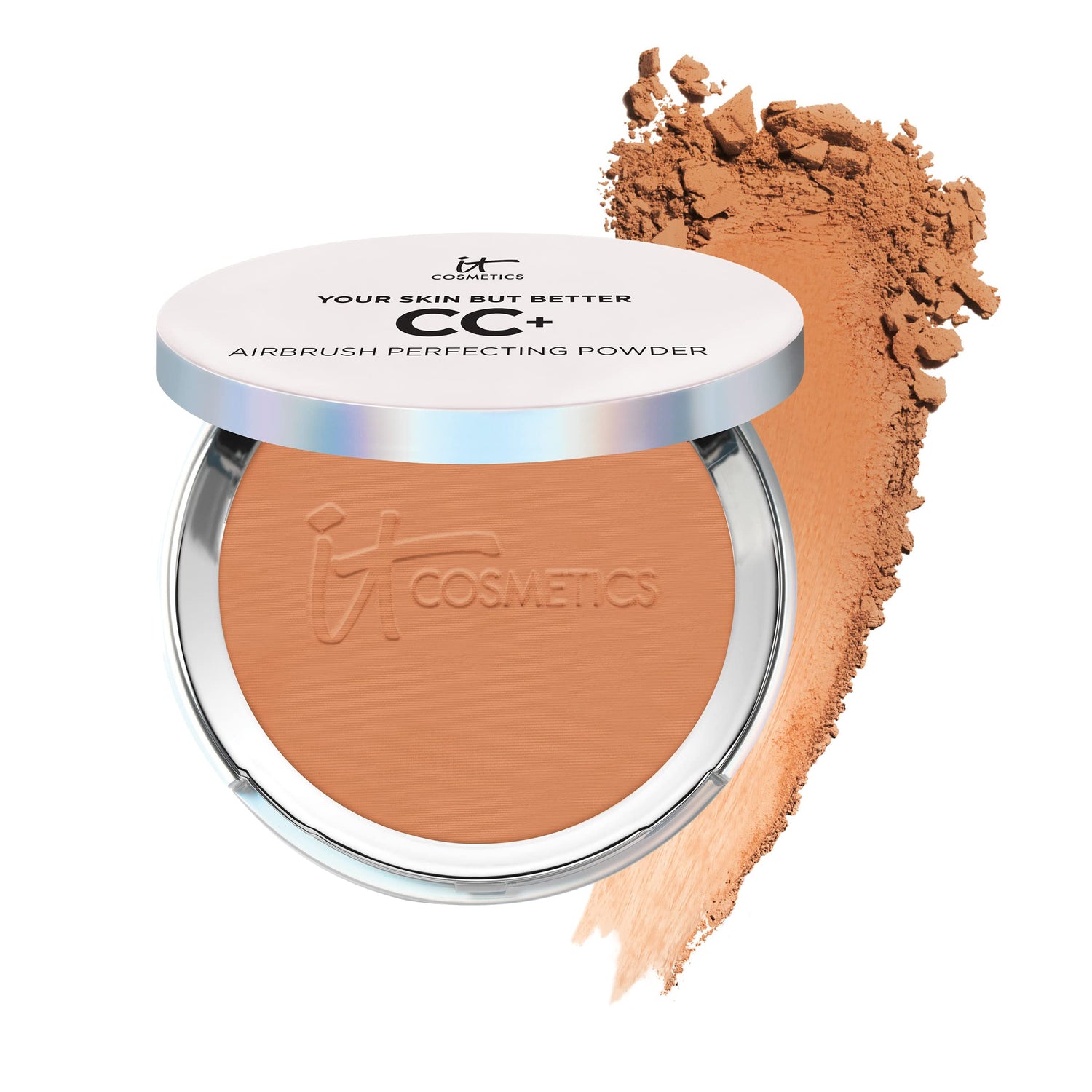 IT Cosmetics CC+ Airbrush Perfecting Powder Foundation - Buildable Full Coverage Of Pores &amp; Dark Spots - Hydrating Face Makeup with Hydrolyzed Collagen &amp; Niacinamide - 0.33 Oz