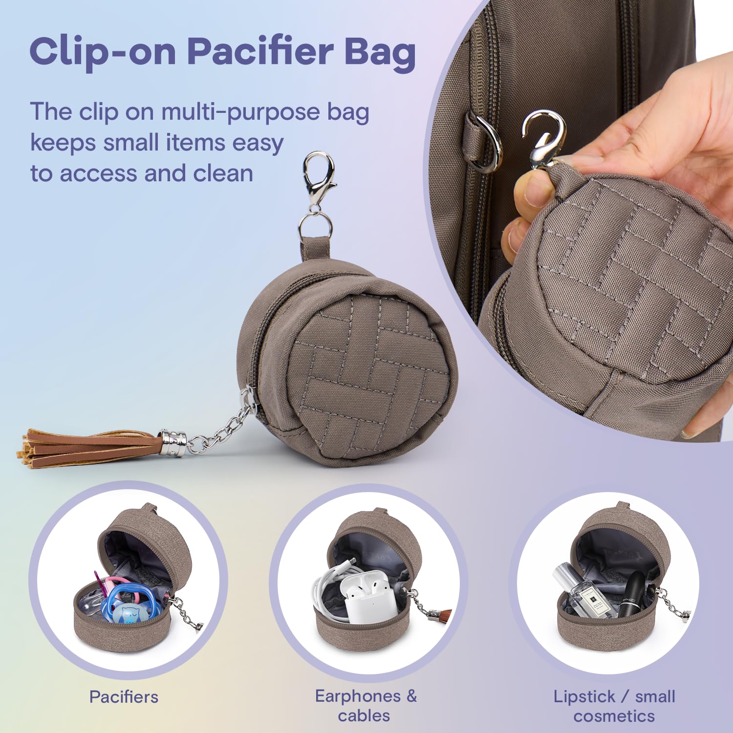 RUVALINO Diaper Bag Backpack, Multifunction Travel Pack Maternity Baby Changing Bags, Large Capacity, Waterproof, Beige