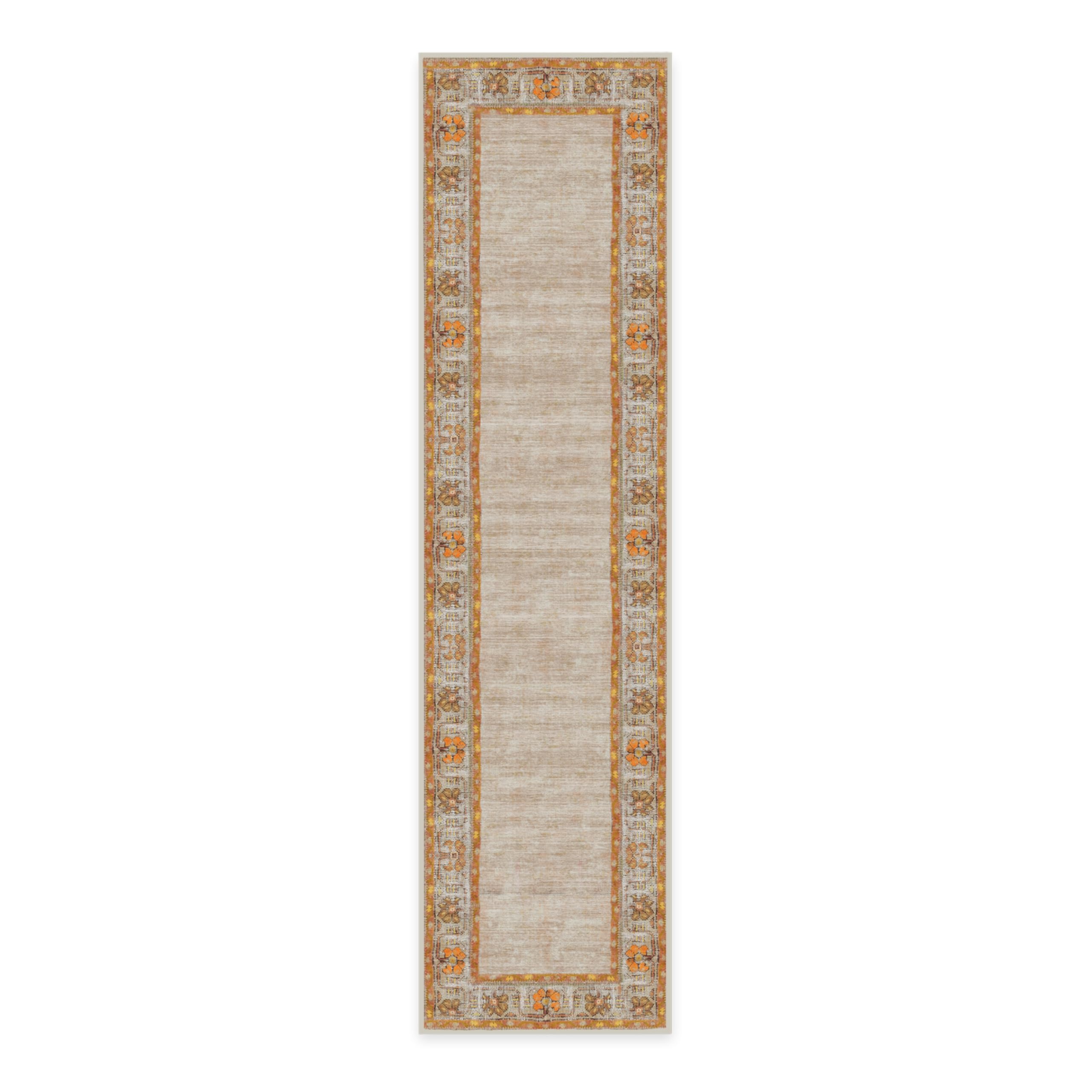 RUGGABLE Zinnia Runner Rug - Perfect Boho Washable Rug for Entryway Hallway Kitchen - Pet &amp; Child Friendly - Stain &amp; Water Resistant - Grey 2.5&