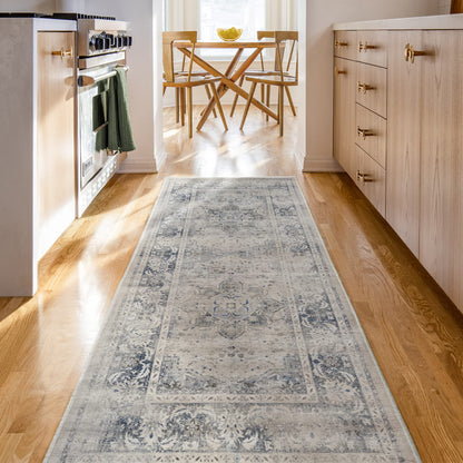 RUGGABLE – Sarrah Blue Quartz – Machine Washable Runner Rug – Pet &amp; Child Friendly – Stain &amp; Water Resistant – Non-Slip – 2.5&